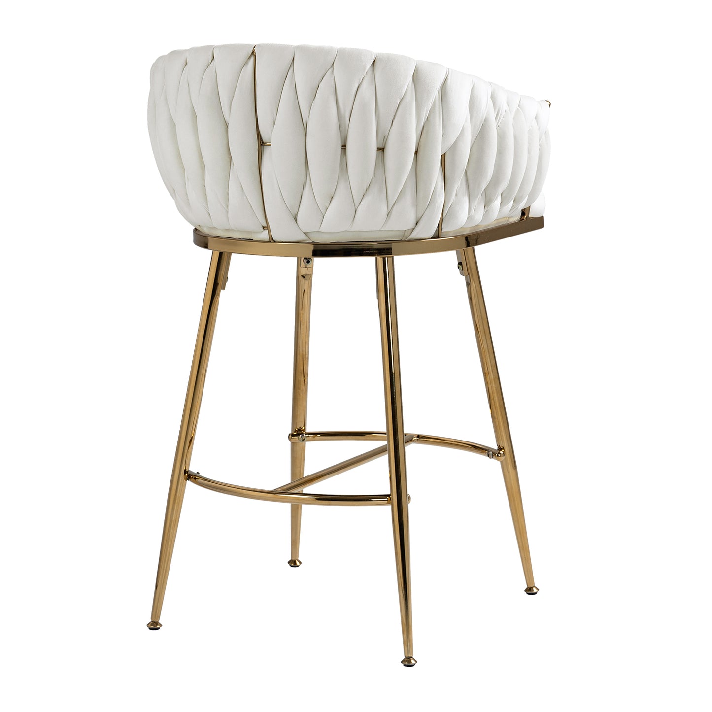 26'' Counter height bar stools velvet kitchen island counter bar stool with hand- wave back,golden chromed base and footrest (BEIGE) image 6
