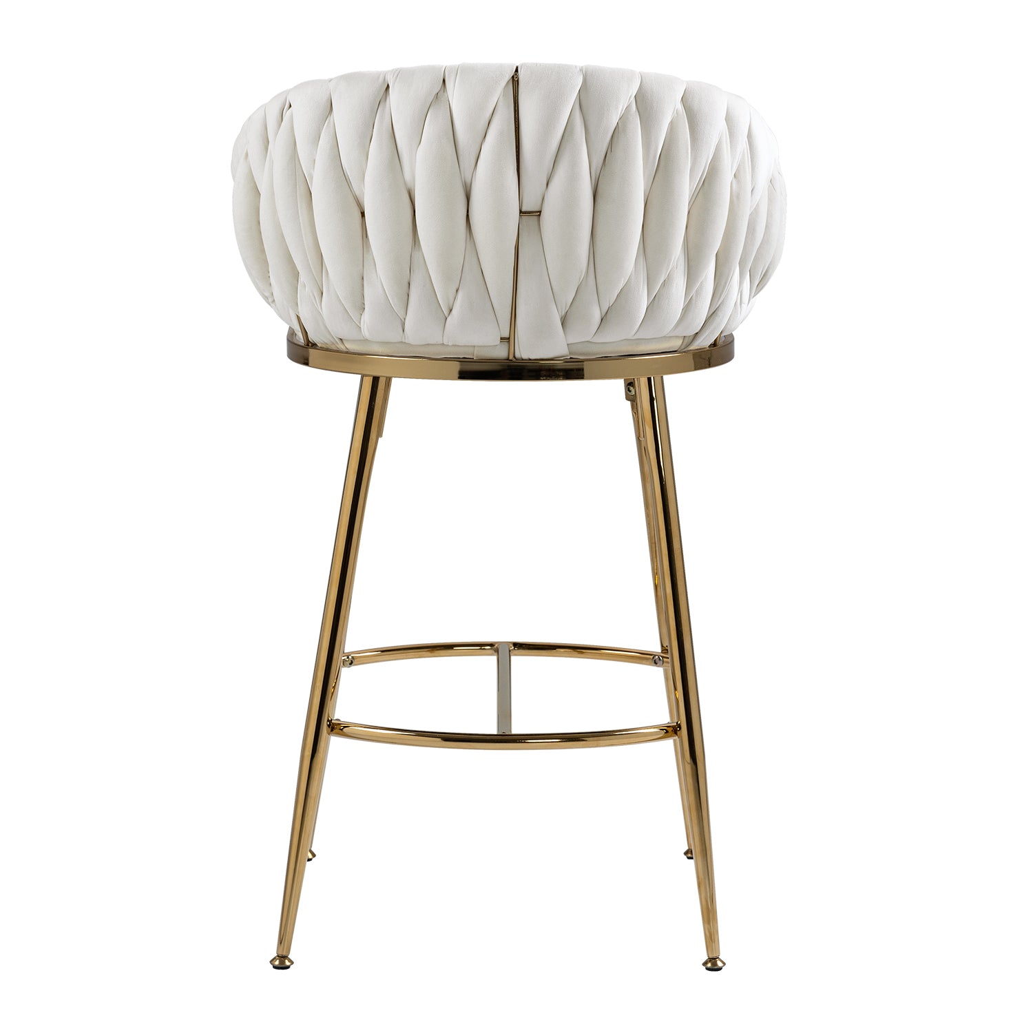 26'' Counter height bar stools velvet kitchen island counter bar stool with hand- wave back,golden chromed base and footrest (BEIGE) image 7