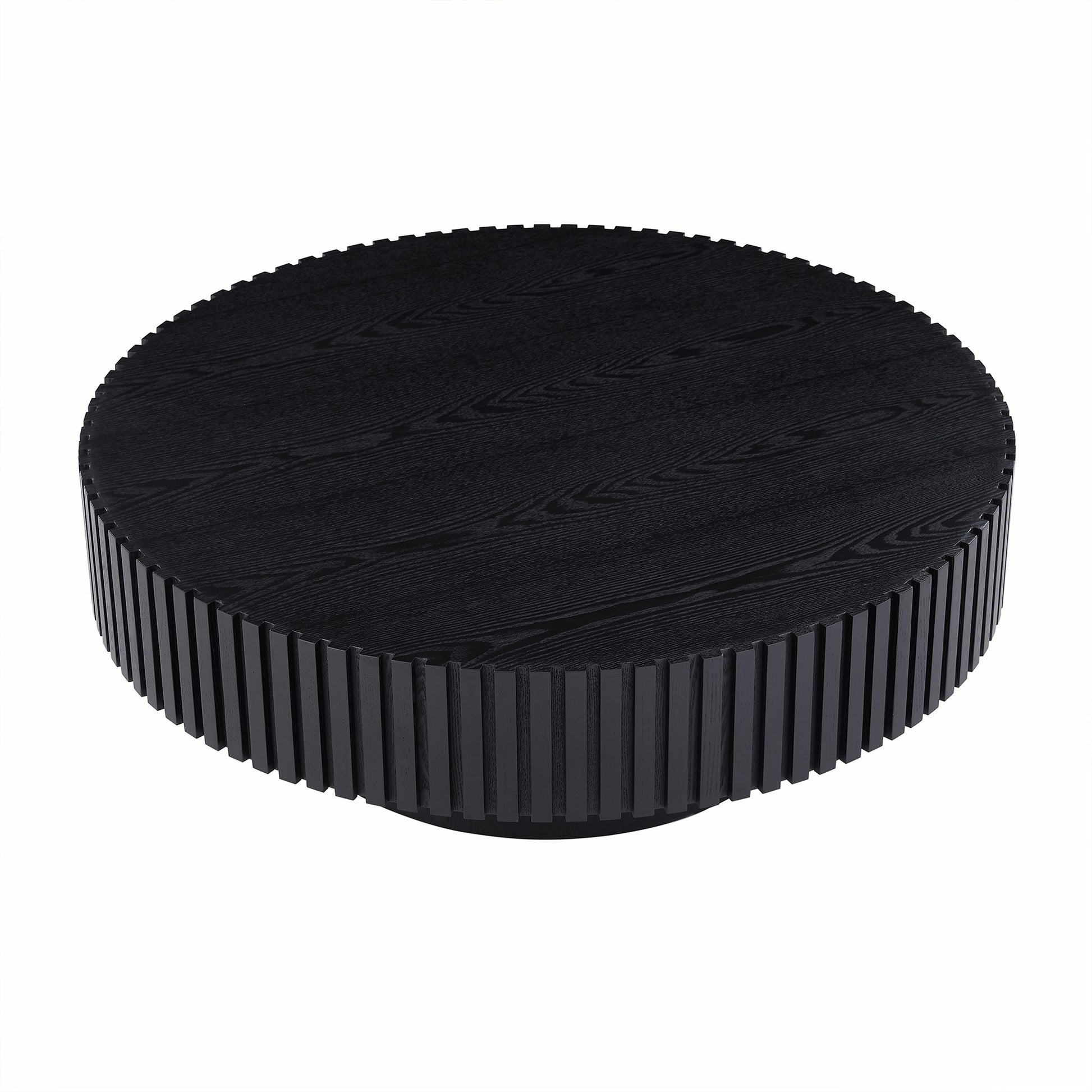 31.49'' Nesting Round Wood Coffee table for Apartment, Modern Living Room Coffee Table with Sturdy Pedestal,BLACK (Same Sku:W876P243950) image 7