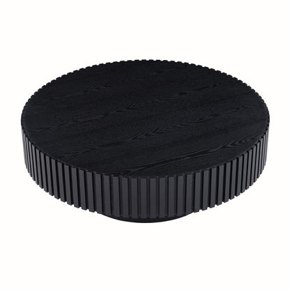 31.49'' Nesting Round Wood Coffee table for Apartment, Modern Living Room Coffee Table with Sturdy Pedestal,BLACK (Same Sku:W876P243950) image 7