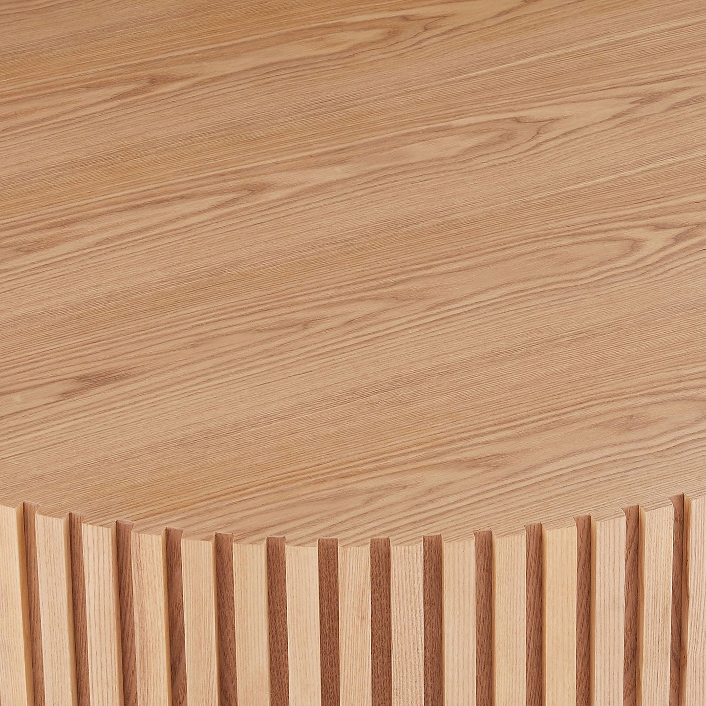 35.43'' Round Wood Coffee Table for Living Room, Modern Handcraft Drum Coffee Table, Circle Wooden Coffee Table for Small Space Apartment ASH.(Same Sku:W876P254011) image 8