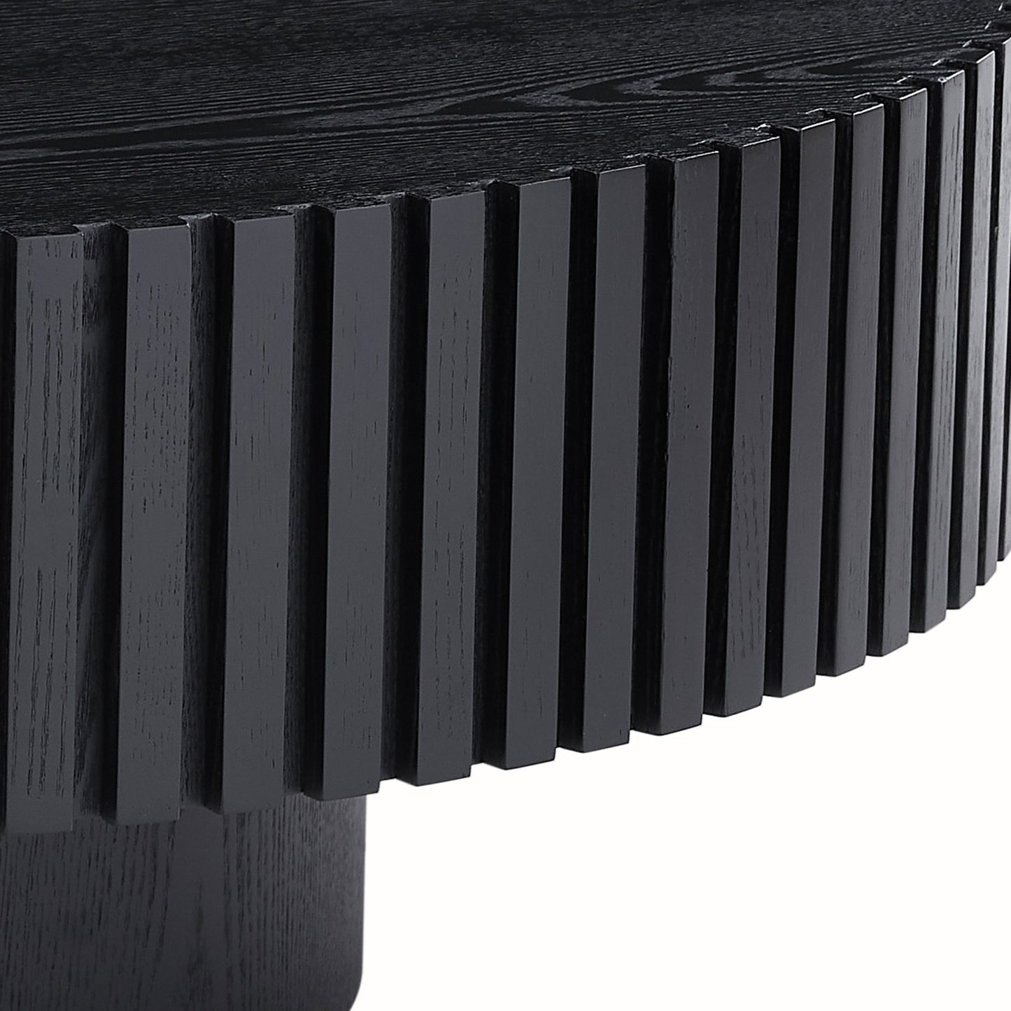 31.49'' Nesting Round Wood Coffee table for Apartment, Modern Living Room Coffee Table with Sturdy Pedestal,BLACK (Same Sku:W876P243950) image 4