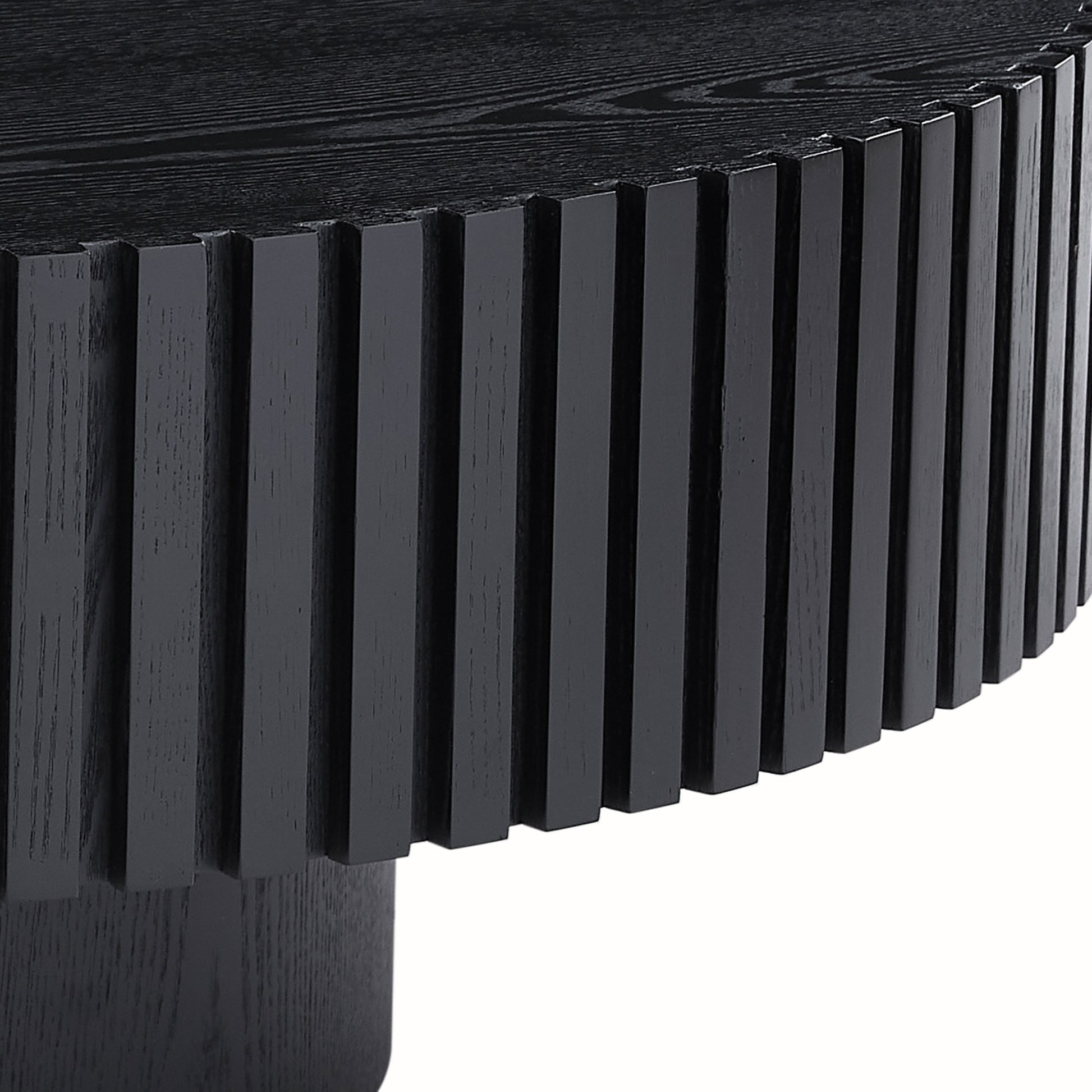 31.49'' Nesting Round Wood Coffee table for Apartment, Modern Living Room Coffee Table with Sturdy Pedestal,BLACK (Same Sku:W876P243950) image 4