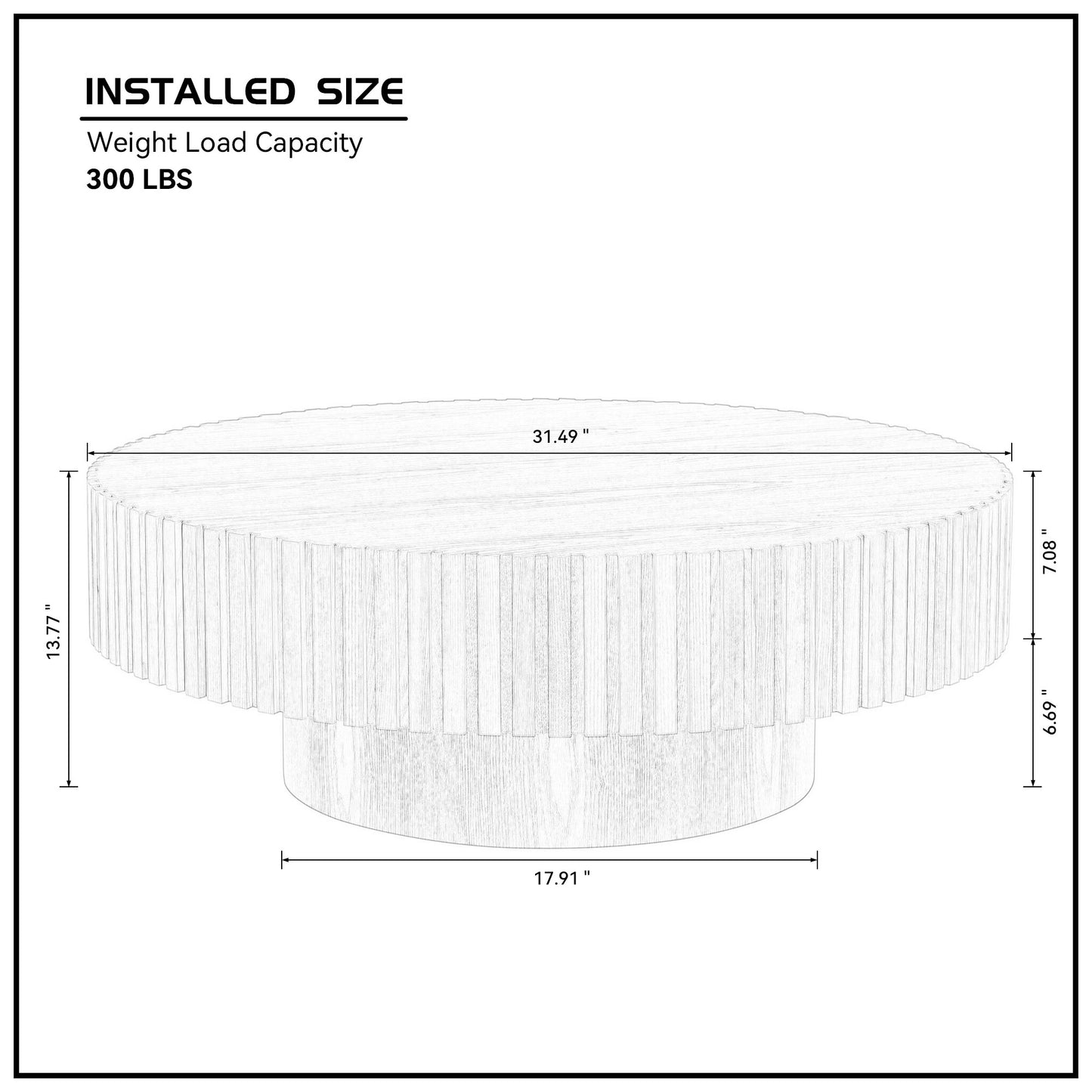 31.49'' Nesting Round Wood Coffee table for Apartment, Modern Living Room Coffee Table with Sturdy Pedestal,BLACK (Same Sku:W876P243950) image 5