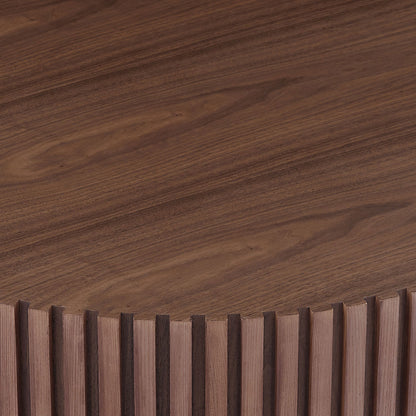 31.49'' Round Coffee Table Small Coffee Table for Apartment, Modern Living Room Coffee Table with Sturdy Pedestal,WALNUT (Same Sku:W876P243947) image 7