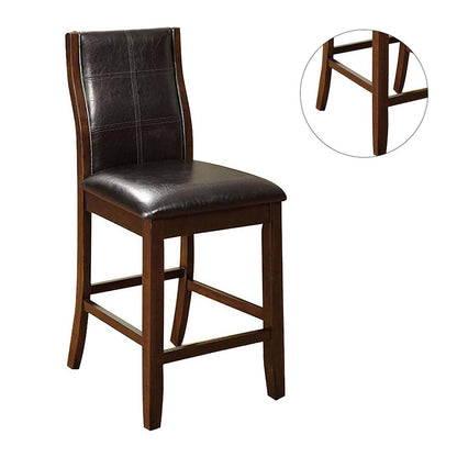 Transitional Dining Room Counter Height Chairs Set of 2pc High Chairs only Brown Cherry Unique Curved Back Espresso Leatherette Padded Seat image 9