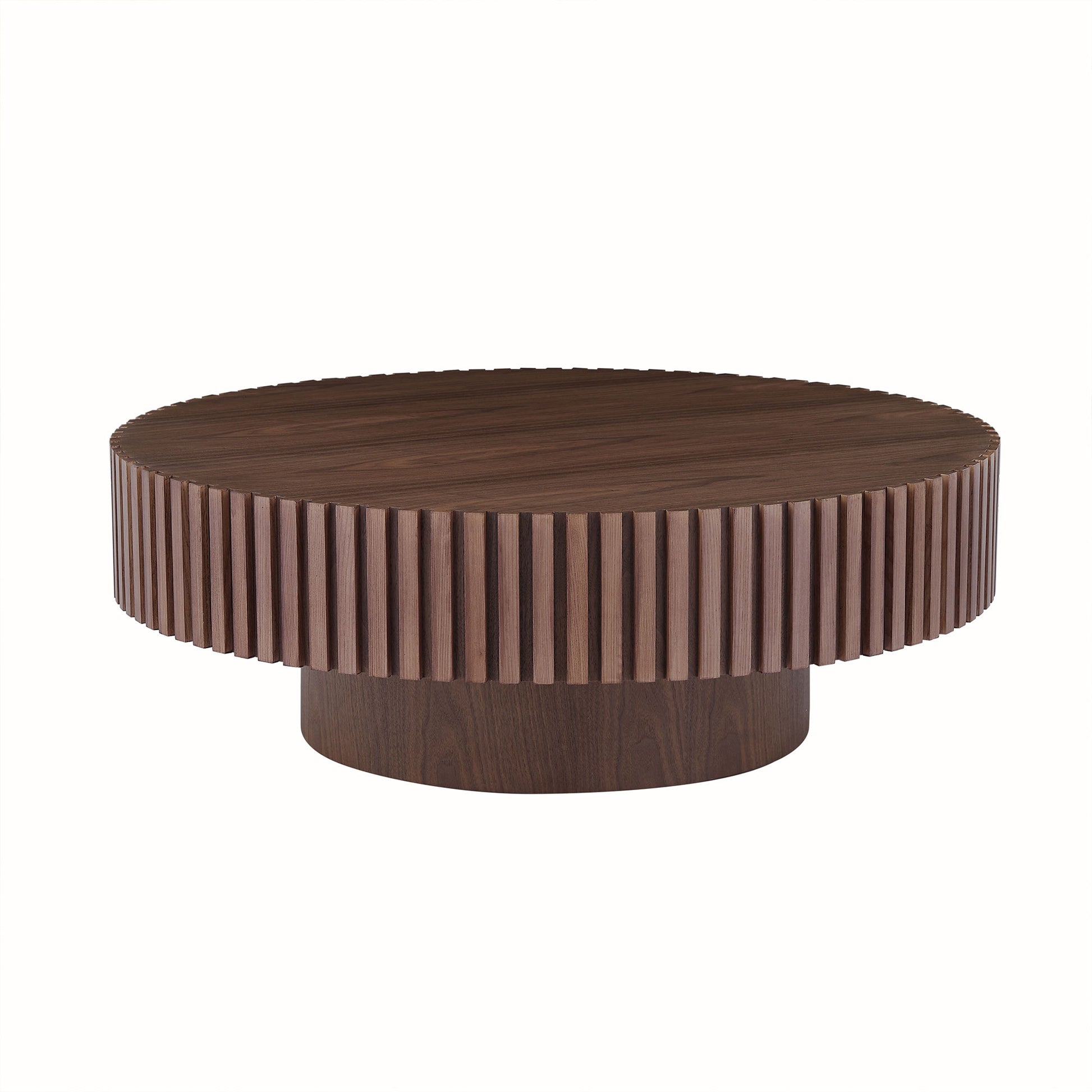 31.49'' Round Coffee Table Small Coffee Table for Apartment, Modern Living Room Coffee Table with Sturdy Pedestal,WALNUT (Same Sku:W876P243947) image 1