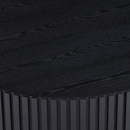 31.49'' Nesting Round Wood Coffee table for Apartment, Modern Living Room Coffee Table with Sturdy Pedestal,BLACK (Same Sku:W876P243950) image 10