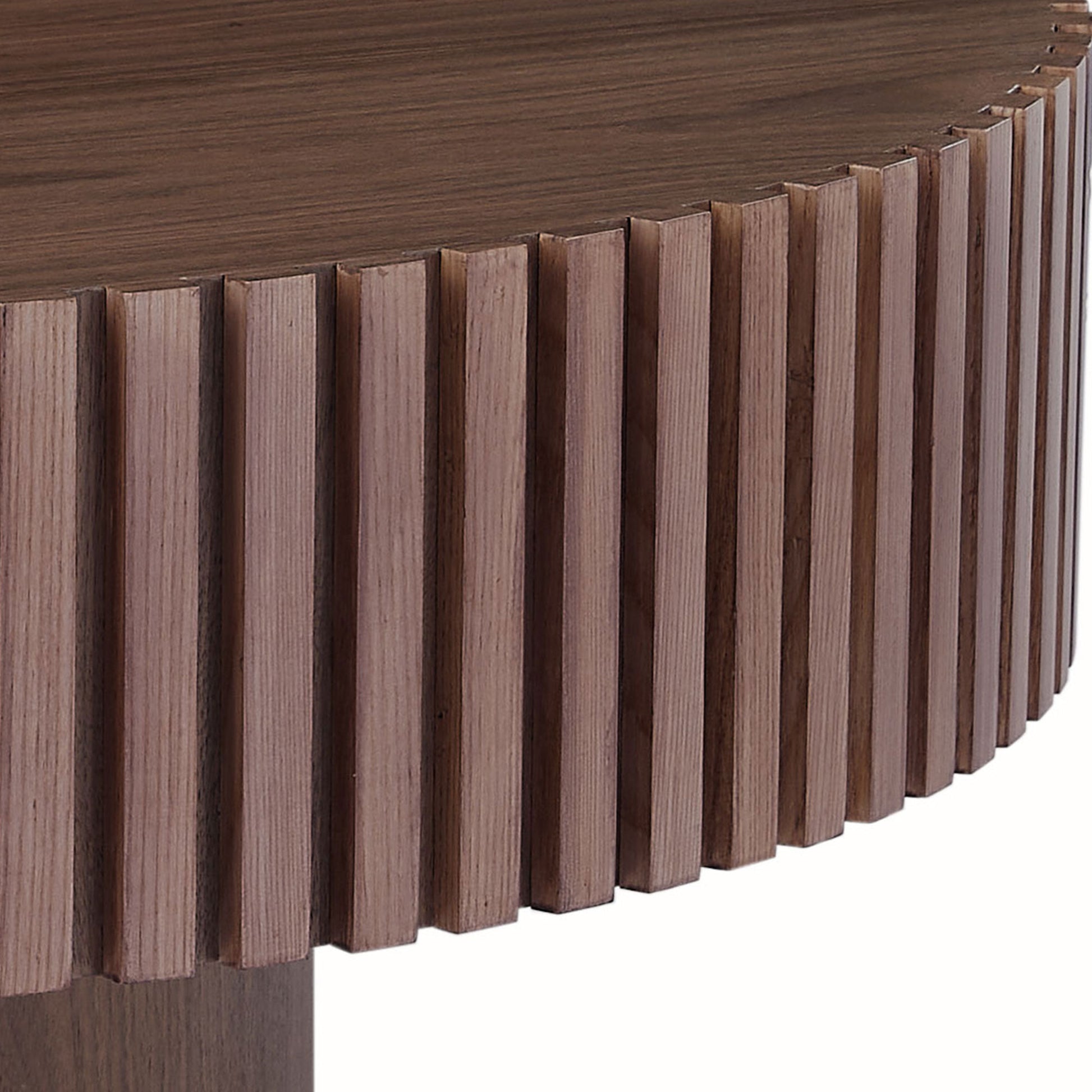 31.49'' Round Coffee Table Small Coffee Table for Apartment, Modern Living Room Coffee Table with Sturdy Pedestal,WALNUT (Same Sku:W876P243947) image 8