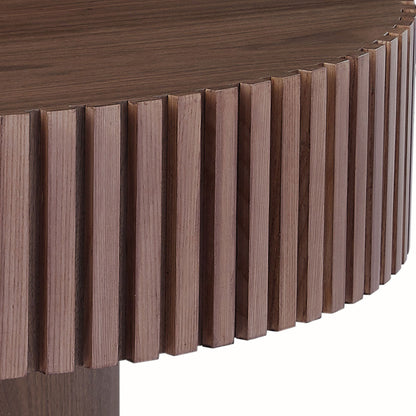 31.49'' Round Coffee Table Small Coffee Table for Apartment, Modern Living Room Coffee Table with Sturdy Pedestal,WALNUT (Same Sku:W876P243947) image 8