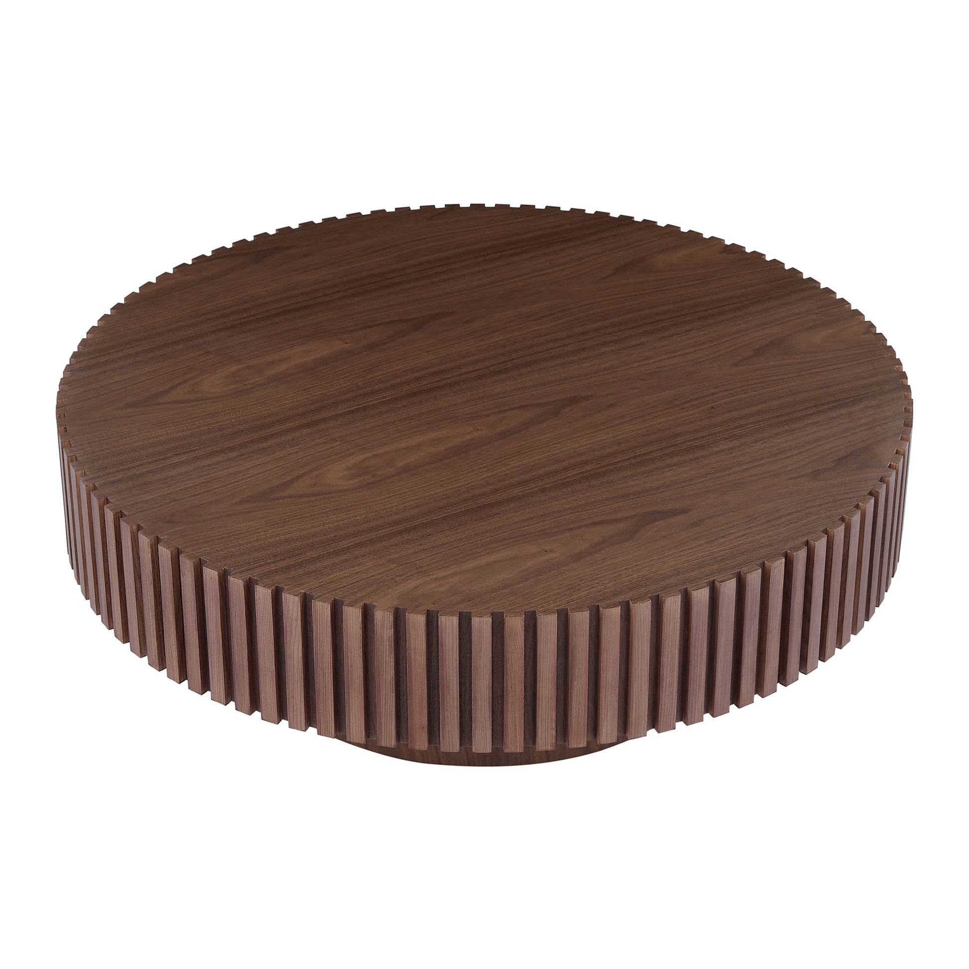 31.49'' Round Coffee Table Small Coffee Table for Apartment, Modern Living Room Coffee Table with Sturdy Pedestal,WALNUT (Same Sku:W876P243947) image 9