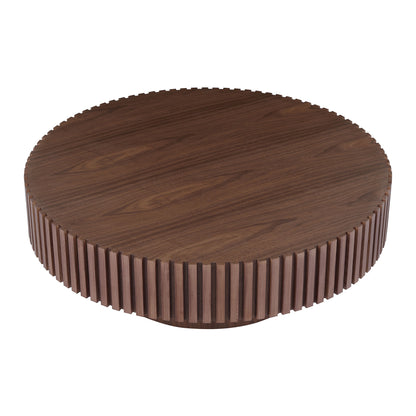 31.49'' Round Coffee Table Small Coffee Table for Apartment, Modern Living Room Coffee Table with Sturdy Pedestal,WALNUT (Same Sku:W876P243947) image 9