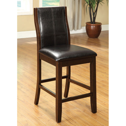 Transitional Dining Room Counter Height Chairs Set of 2pc High Chairs only Brown Cherry Unique Curved Back Espresso Leatherette Padded Seat image 1