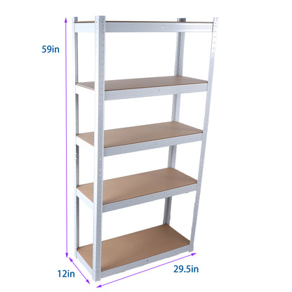 5 Tier Laminated White Metal Shelving Unit Adjustable Garage Storage Utility Rack Heavy Duty Shelves Organization Multipurpose Shelf Warehouse Basement Pantry 29" W x 12" D x 59" H 1Pack image 12