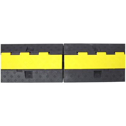 Cable Protector Ramp, 2 Channels Speed Bump Hump, Rubber Modular Speed Bump Rated 5500 LBS Load Capacity, Protective Wire Cord Ramp Driveway Rubber Traffic Speed Bumps Cable Protector,5 Packs image 10