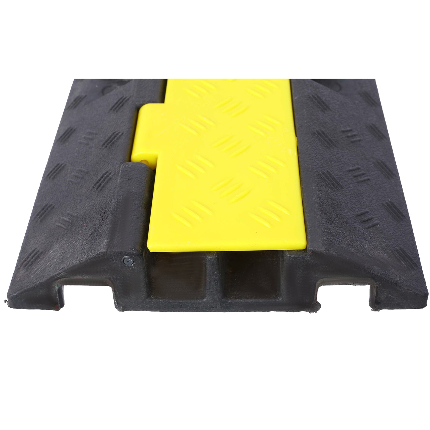Cable Protector Ramp, 2 Channels Speed Bump Hump, Rubber Modular Speed Bump Rated 5500 LBS Load Capacity, Protective Wire Cord Ramp Driveway Rubber Traffic Speed Bumps Cable Protector,5 Packs image 8