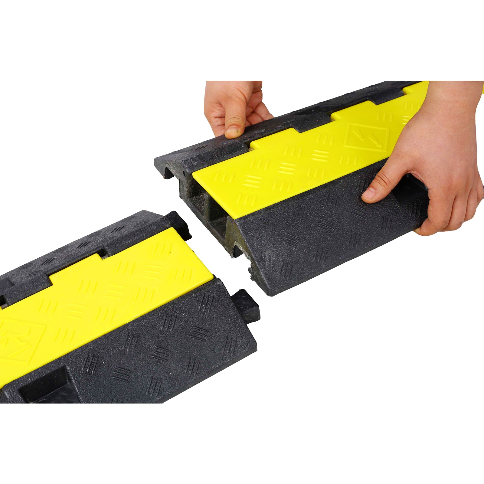 Cable Protector Ramp, 2 Channels Speed Bump Hump, Rubber Modular Speed Bump Rated 5500 LBS Load Capacity, Protective Wire Cord Ramp Driveway Rubber Traffic Speed Bumps Cable Protector,5 Packs image 9