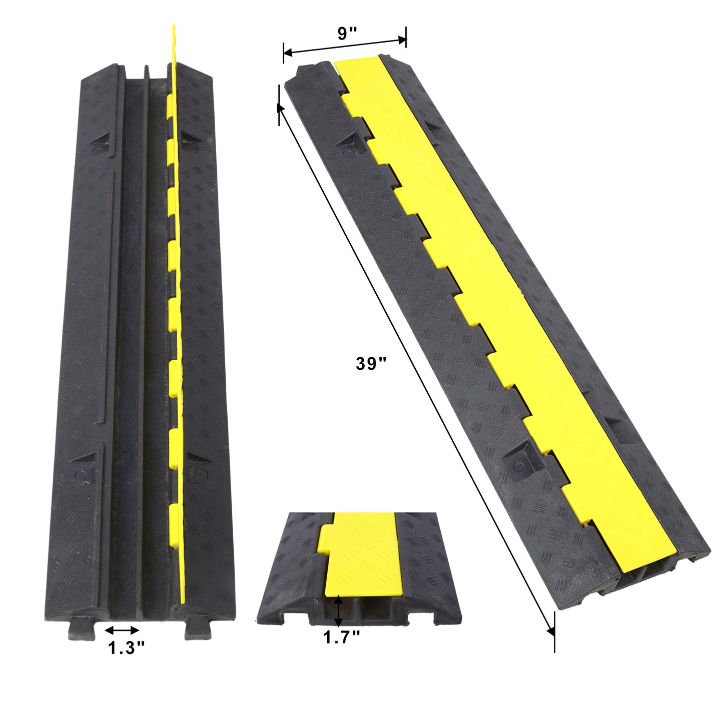 Cable Protector Ramp, 2 Channels Speed Bump Hump, Rubber Modular Speed Bump Rated 5500 LBS Load Capacity, Protective Wire Cord Ramp Driveway Rubber Traffic Speed Bumps Cable Protector,5 Packs image 12