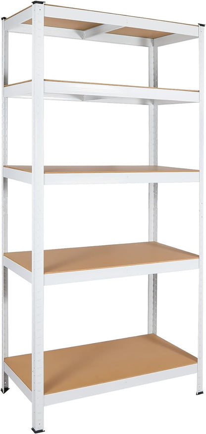 5 Tier Laminated White Metal Shelving Unit Adjustable Garage Storage Utility Rack Heavy Duty Shelves Organization Multipurpose Shelf Warehouse Basement Pantry 29" W x 12" D x 59" H 1Pack image 1