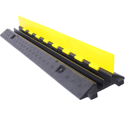Cable Protector Ramp, 2 Channels Speed Bump Hump, Rubber Modular Speed Bump Rated 5500 LBS Load Capacity, Protective Wire Cord Ramp Driveway Rubber Traffic Speed Bumps Cable Protector,5 Packs image 2
