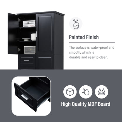 Tall and Wide Storage Cabinet with Doors for Bathroom/Office, Three Drawers, Black(Old SKU:WF299285AAB) image 11