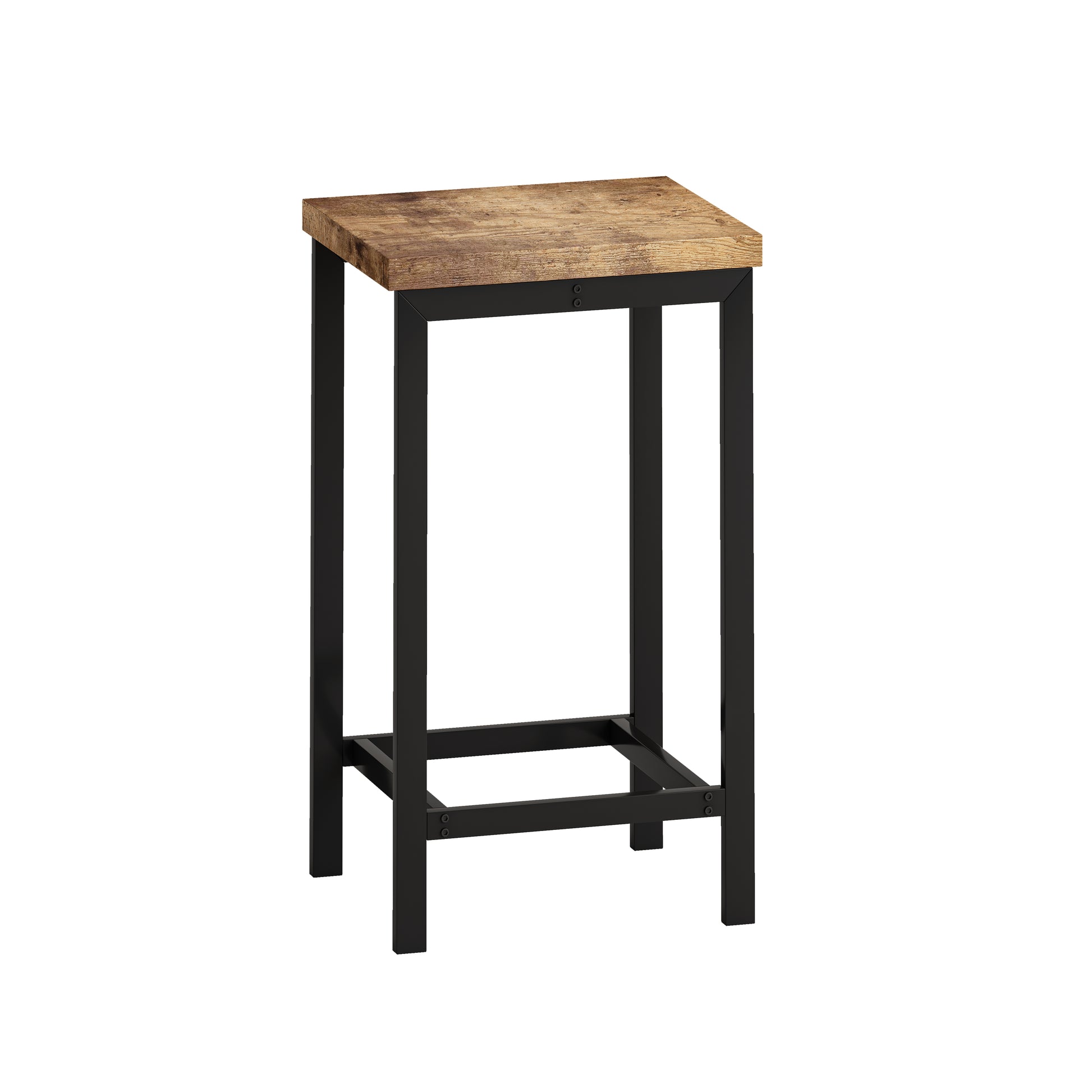 Modern Design Kitchen Dining Table, Pub Table, Long Dining Table Set with 3 Stools, Convenient Hanging Stool Design, Natural+Black,(Same SKU:W757P146463) image 7