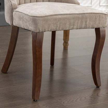 Rayon Cloth Flocking Linen Dining Chairs Channel Kitchen Dinner Chair Comfy Fabric Upholstered Accent Chair for Dining Room with Curved Solid Wood Legs,Set of 2 (Beige), SW1847BG image 11