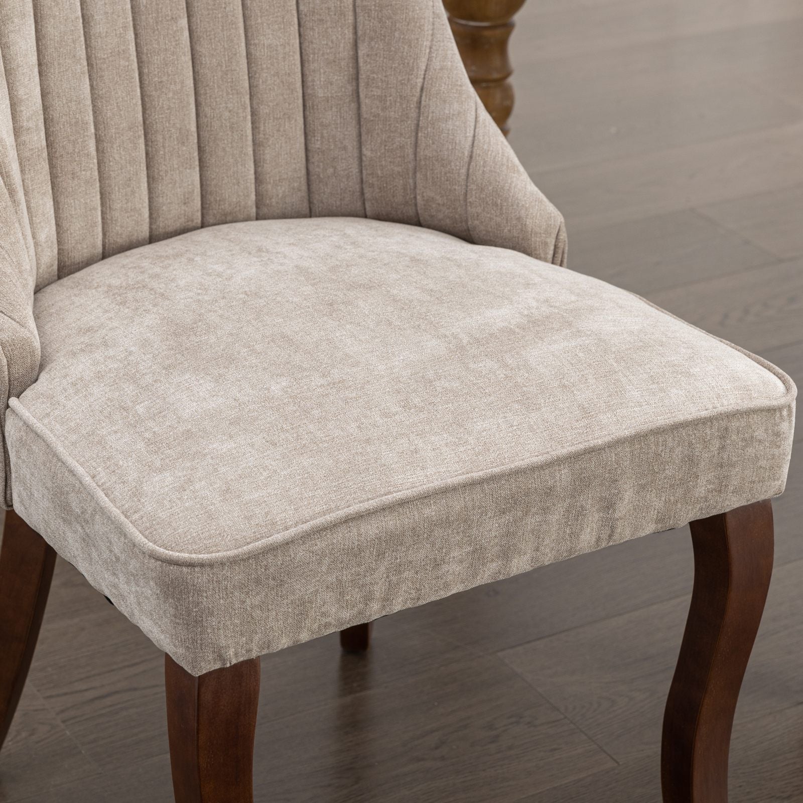 Rayon Cloth Flocking Linen Dining Chairs Channel Kitchen Dinner Chair Comfy Fabric Upholstered Accent Chair for Dining Room with Curved Solid Wood Legs,Set of 2 (Beige), SW1847BG image 10