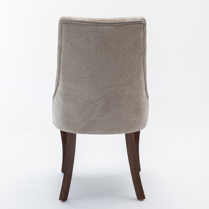 Rayon Cloth Flocking Linen Dining Chairs Channel Kitchen Dinner Chair Comfy Fabric Upholstered Accent Chair for Dining Room with Curved Solid Wood Legs,Set of 2 (Beige), SW1847BG image 7
