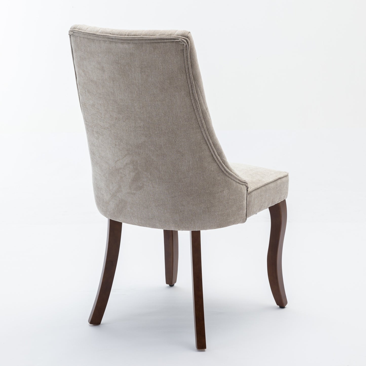 Rayon Cloth Flocking Linen Dining Chairs Channel Kitchen Dinner Chair Comfy Fabric Upholstered Accent Chair for Dining Room with Curved Solid Wood Legs,Set of 2 (Beige), SW1847BG image 6