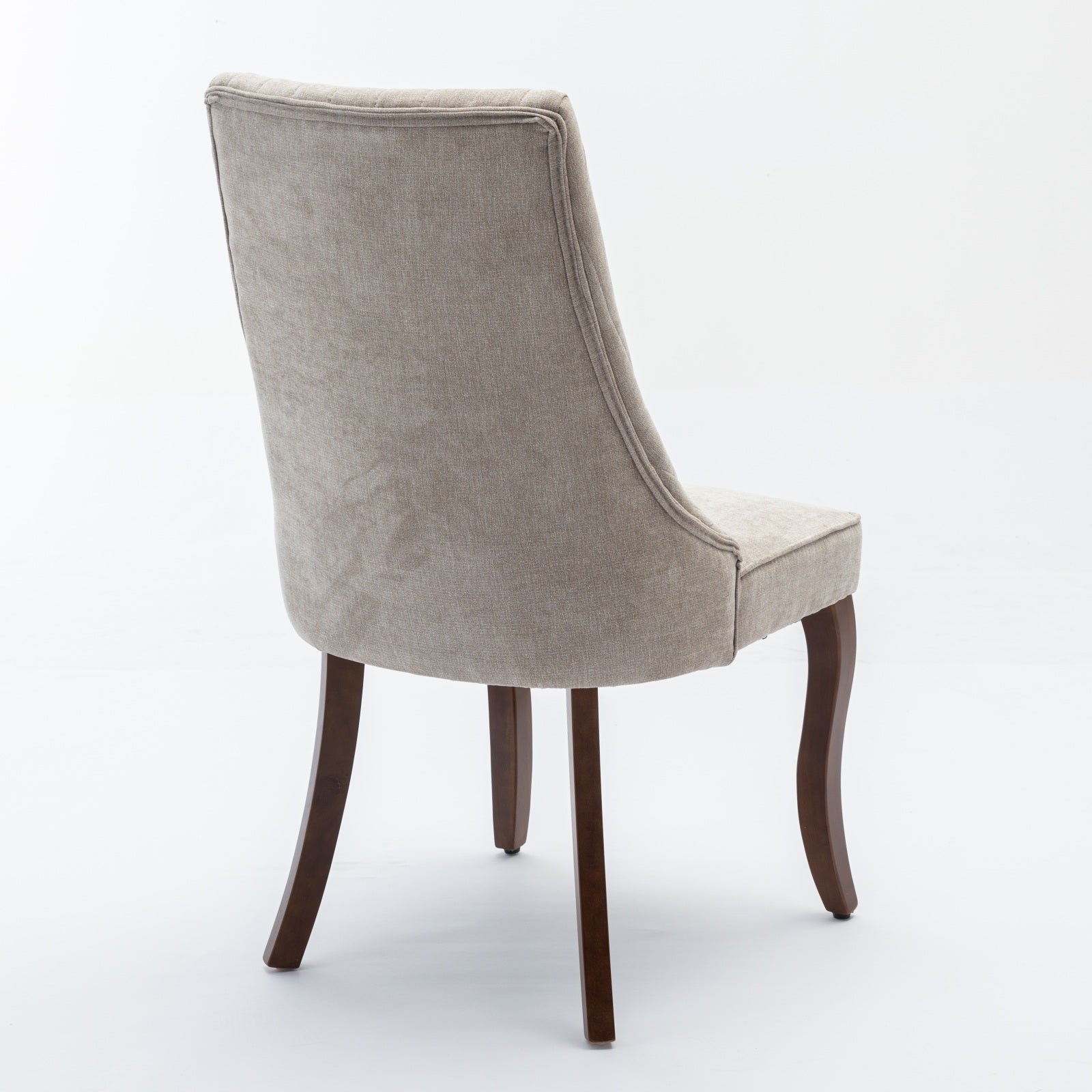 Rayon Cloth Flocking Linen Dining Chairs Channel Kitchen Dinner Chair Comfy Fabric Upholstered Accent Chair for Dining Room with Curved Solid Wood Legs,Set of 2 (Beige), SW1847BG image 6