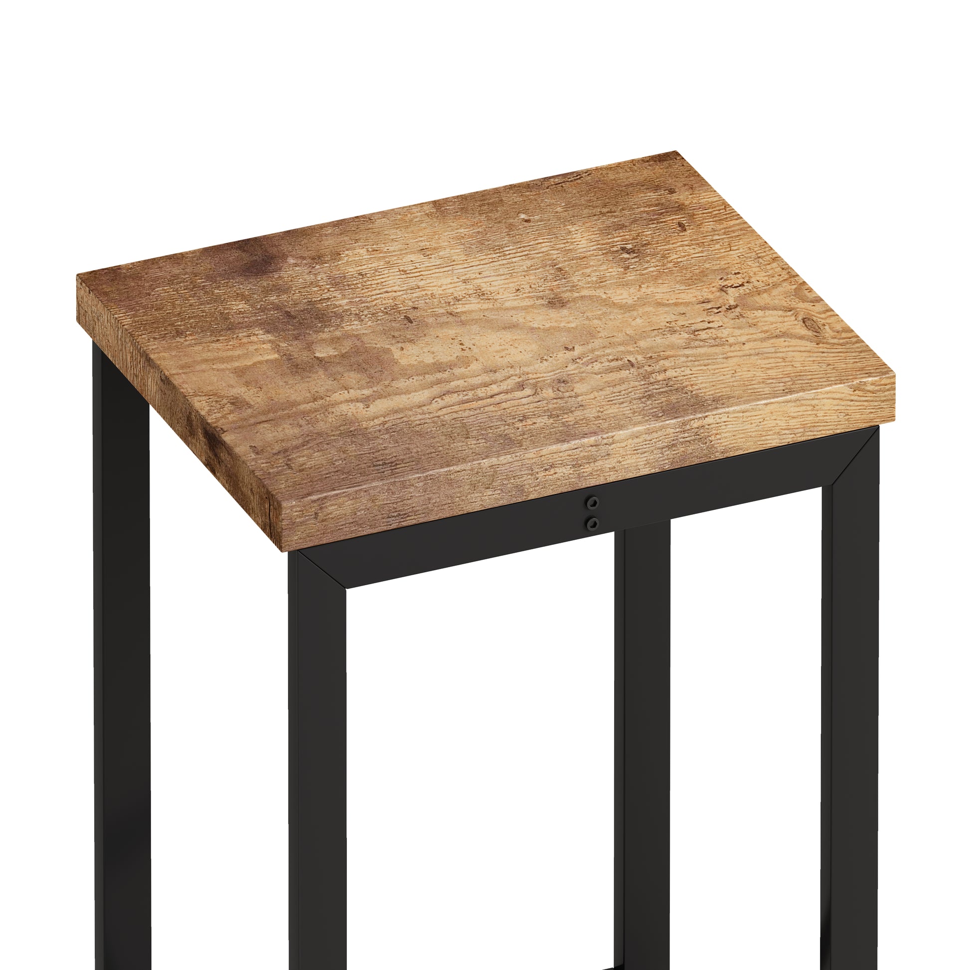 Modern Design Kitchen Dining Table, Pub Table, Long Dining Table Set with 3 Stools, Convenient Hanging Stool Design, Natural+Black,(Same SKU:W757P146463) image 11