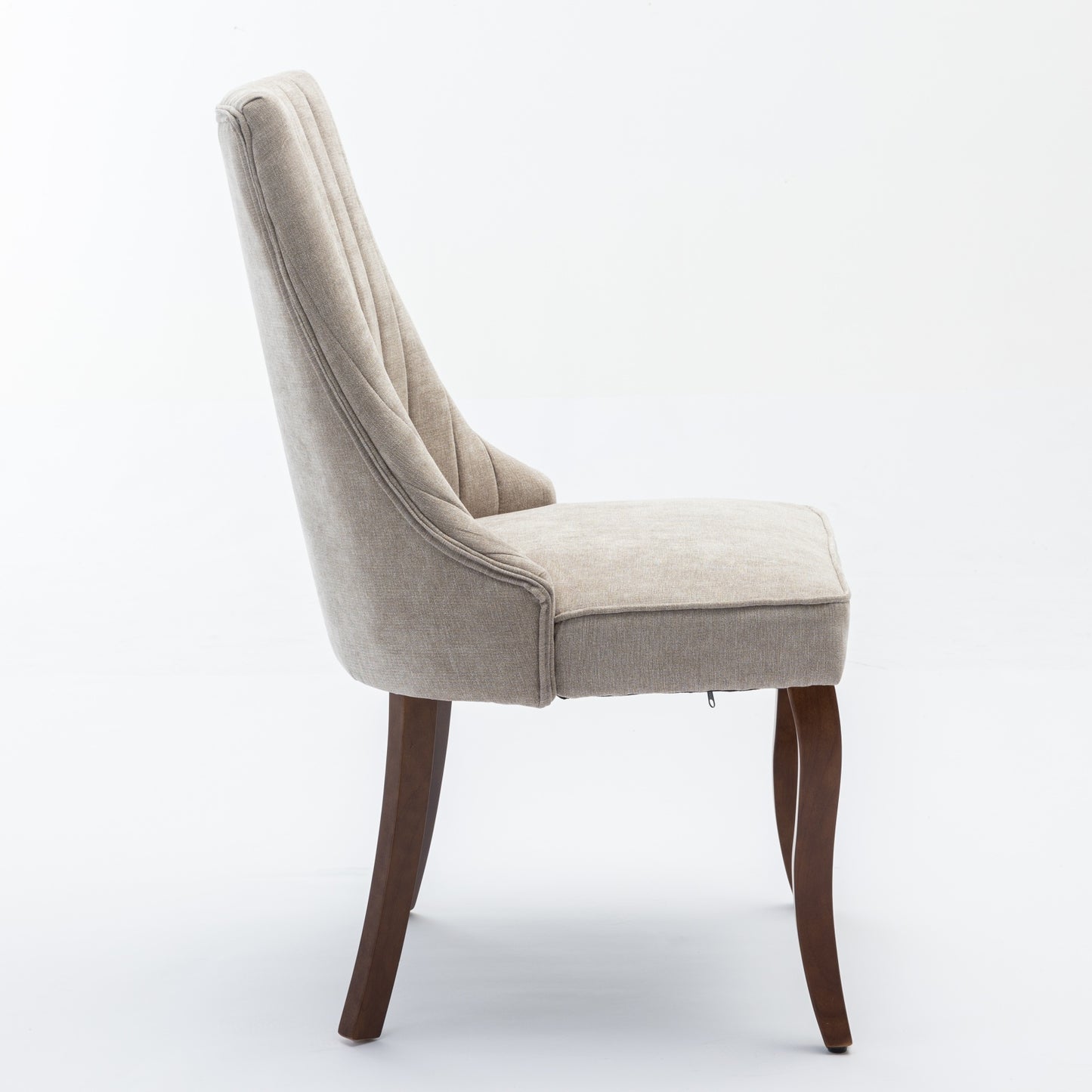 Rayon Cloth Flocking Linen Dining Chairs Channel Kitchen Dinner Chair Comfy Fabric Upholstered Accent Chair for Dining Room with Curved Solid Wood Legs,Set of 2 (Beige), SW1847BG image 5