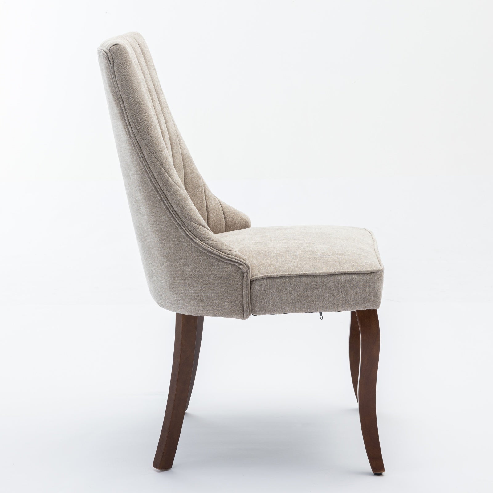 Rayon Cloth Flocking Linen Dining Chairs Channel Kitchen Dinner Chair Comfy Fabric Upholstered Accent Chair for Dining Room with Curved Solid Wood Legs,Set of 2 (Beige), SW1847BG image 5