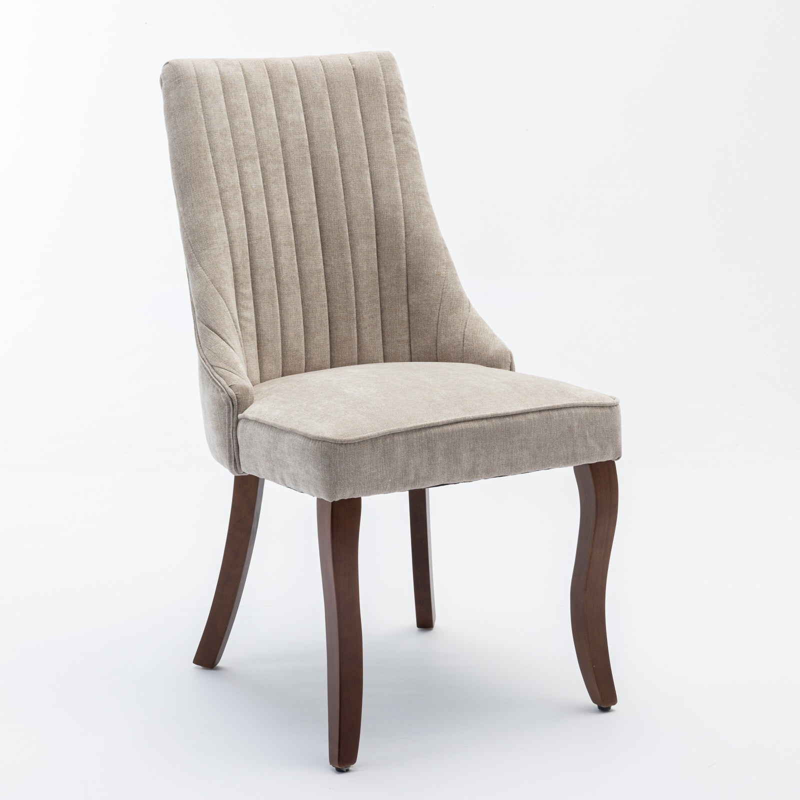 Rayon Cloth Flocking Linen Dining Chairs Channel Kitchen Dinner Chair Comfy Fabric Upholstered Accent Chair for Dining Room with Curved Solid Wood Legs,Set of 2 (Beige), SW1847BG image 3