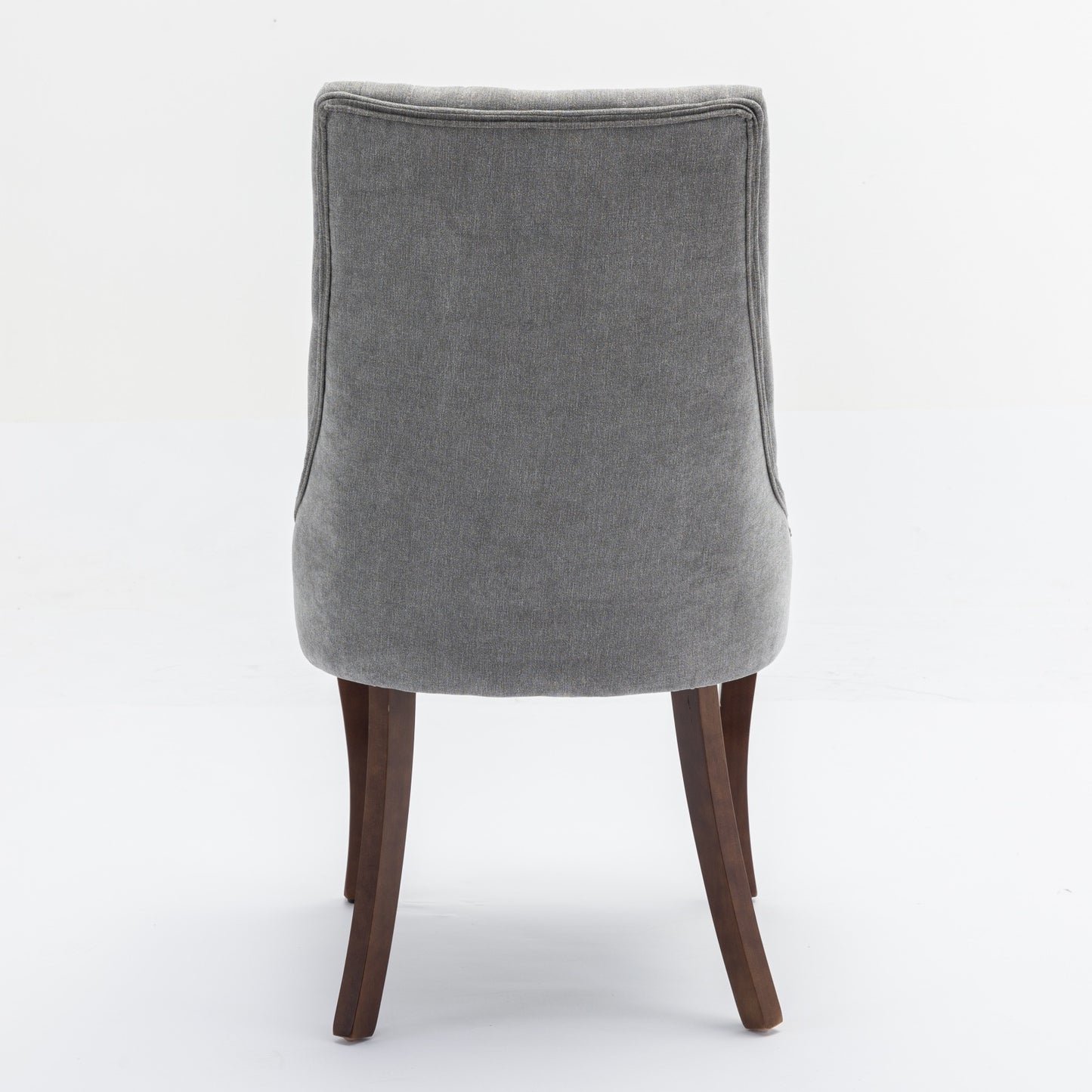 Rayon Cloth Flocking Linen Dining Chairs Channel Kitchen Dinner Chair Comfy Fabric Upholstered Accent Chair for Dining Room with Curved Solid Wood Legs,Set of 2 (Gray), SW1847GY image 7