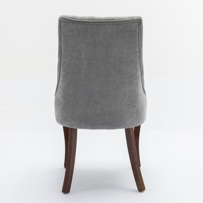Rayon Cloth Flocking Linen Dining Chairs Channel Kitchen Dinner Chair Comfy Fabric Upholstered Accent Chair for Dining Room with Curved Solid Wood Legs,Set of 2 (Gray), SW1847GY image 7