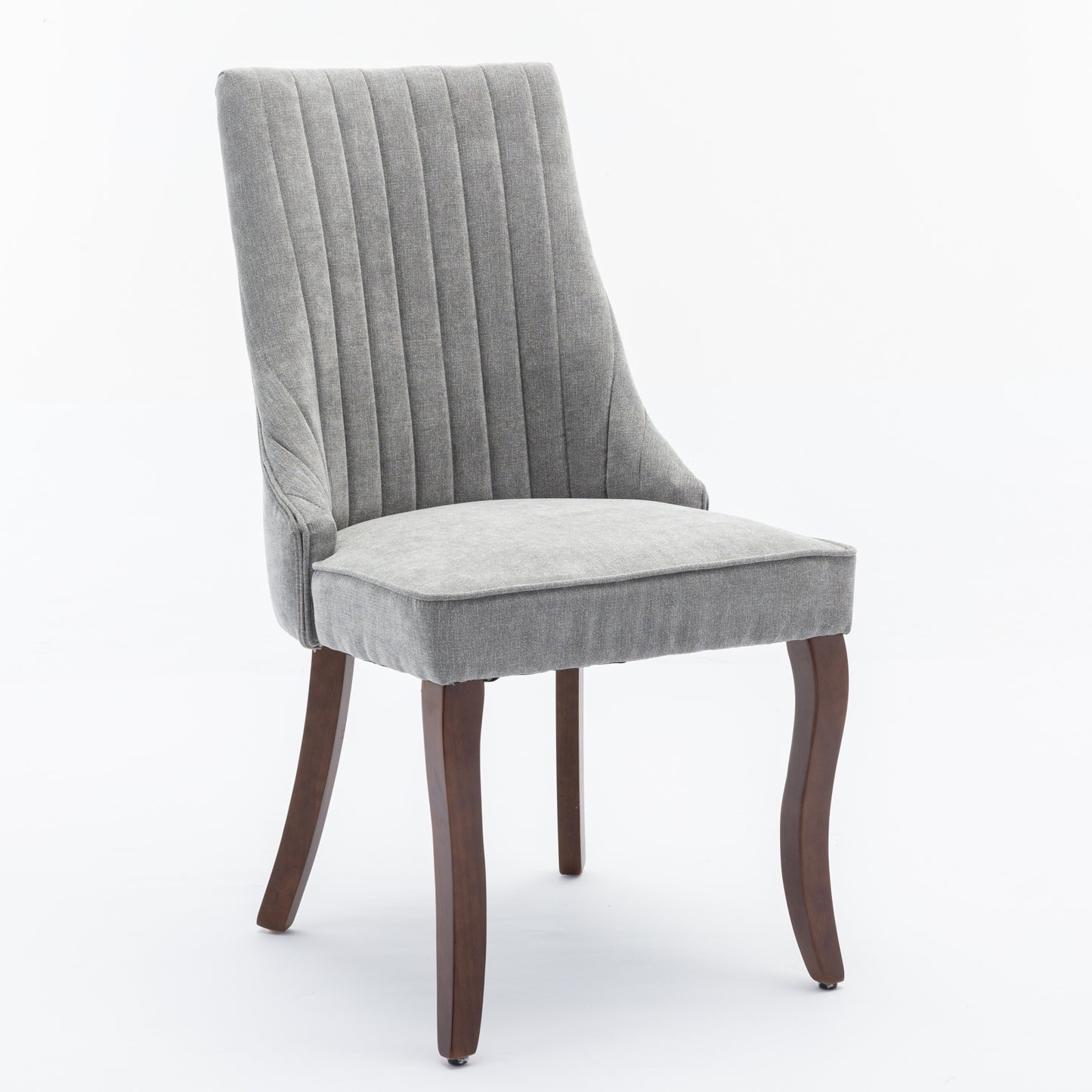 Rayon Cloth Flocking Linen Dining Chairs Channel Kitchen Dinner Chair Comfy Fabric Upholstered Accent Chair for Dining Room with Curved Solid Wood Legs,Set of 2 (Gray), SW1847GY image 3