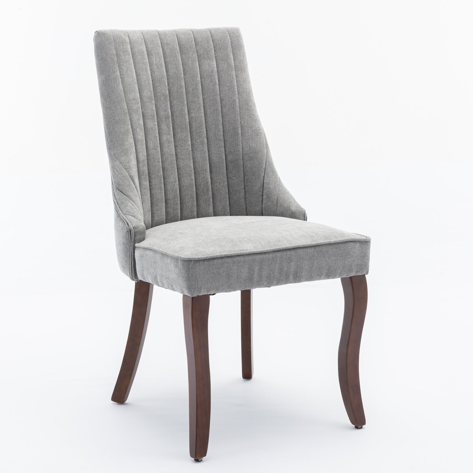 Rayon Cloth Flocking Linen Dining Chairs Channel Kitchen Dinner Chair Comfy Fabric Upholstered Accent Chair for Dining Room with Curved Solid Wood Legs,Set of 2 (Gray), SW1847GY image 3