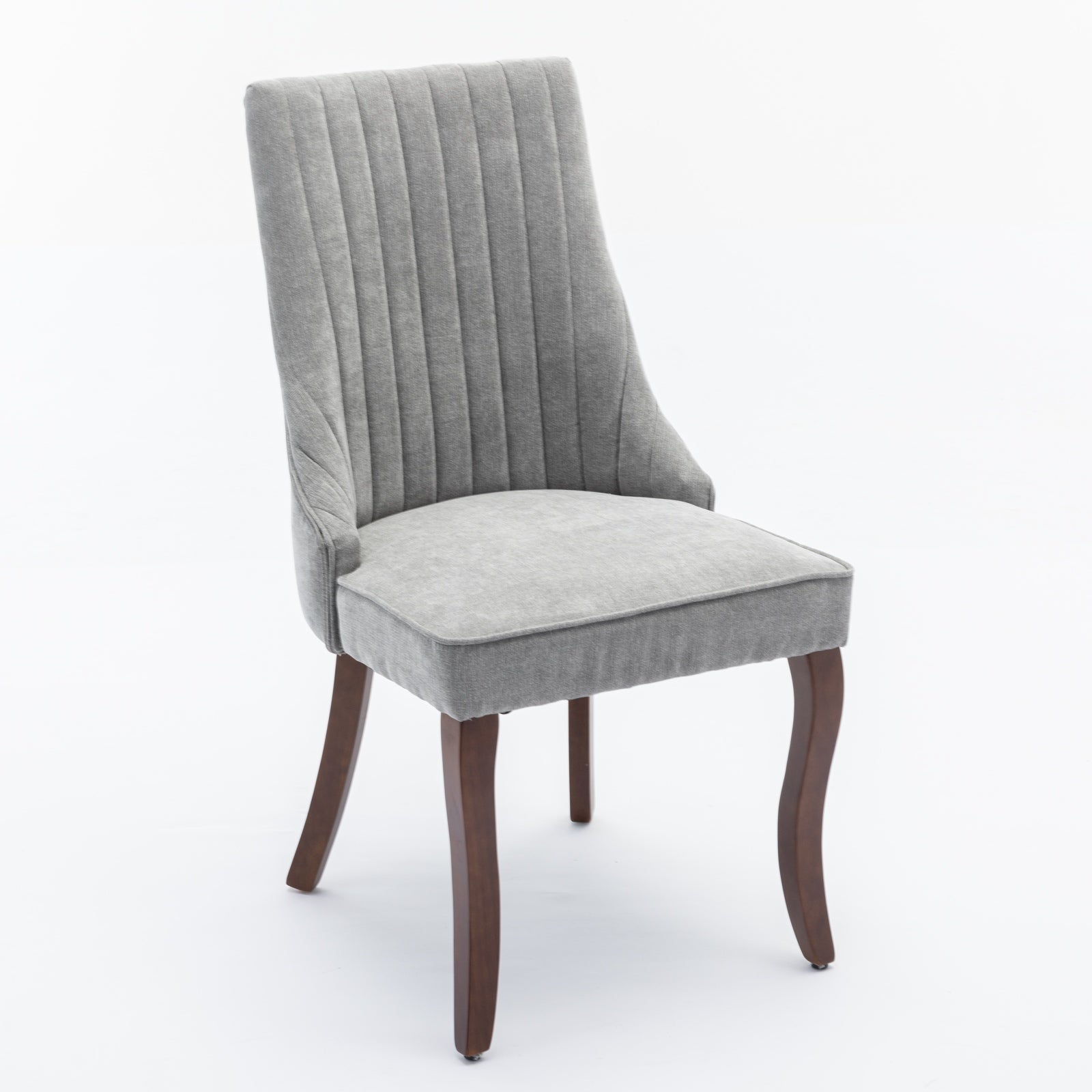 Rayon Cloth Flocking Linen Dining Chairs Channel Kitchen Dinner Chair Comfy Fabric Upholstered Accent Chair for Dining Room with Curved Solid Wood Legs,Set of 2 (Gray), SW1847GY image 4