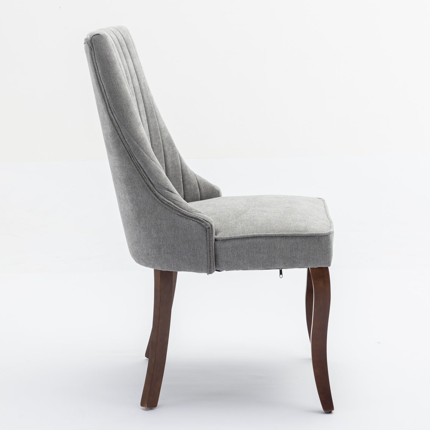 Rayon Cloth Flocking Linen Dining Chairs Channel Kitchen Dinner Chair Comfy Fabric Upholstered Accent Chair for Dining Room with Curved Solid Wood Legs,Set of 2 (Gray), SW1847GY image 5