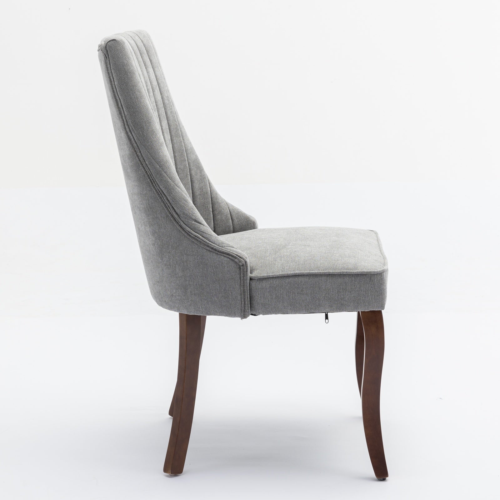 Rayon Cloth Flocking Linen Dining Chairs Channel Kitchen Dinner Chair Comfy Fabric Upholstered Accent Chair for Dining Room with Curved Solid Wood Legs,Set of 2 (Gray), SW1847GY image 5