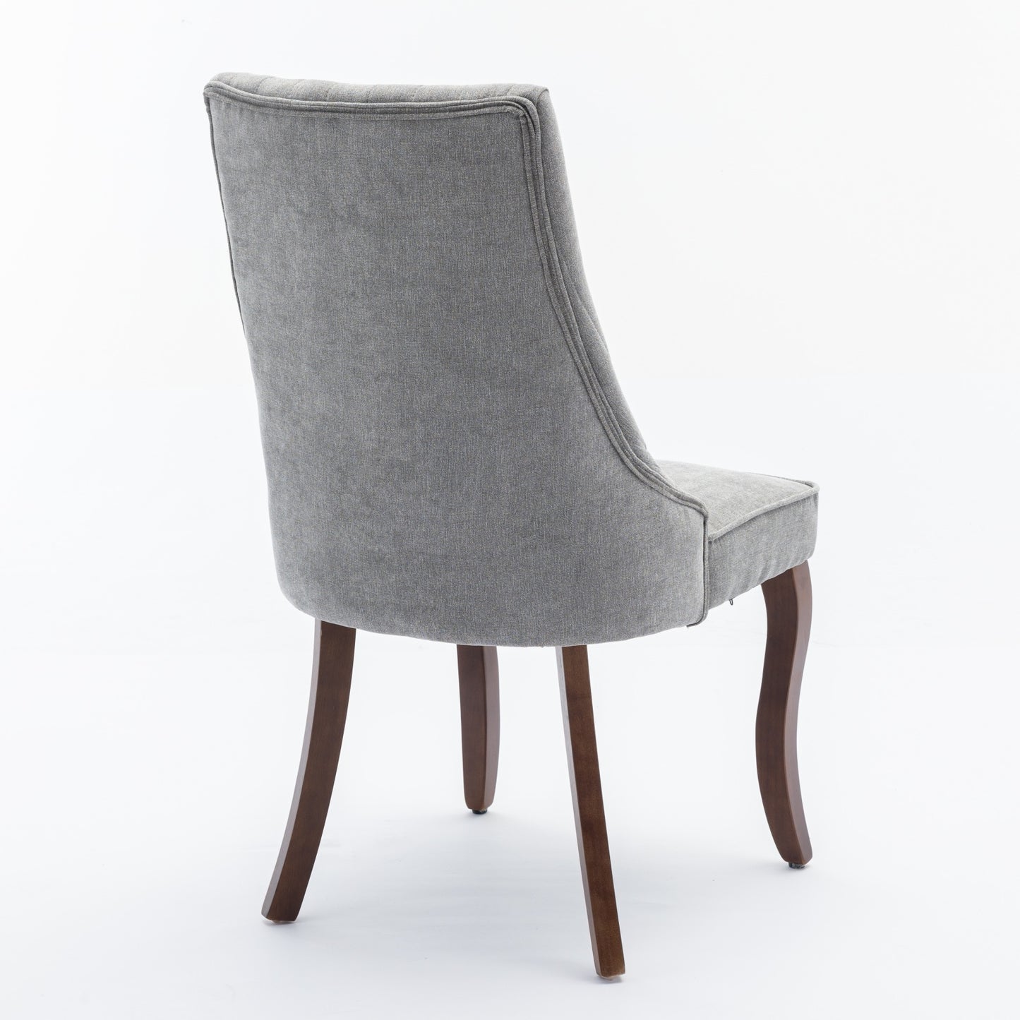 Rayon Cloth Flocking Linen Dining Chairs Channel Kitchen Dinner Chair Comfy Fabric Upholstered Accent Chair for Dining Room with Curved Solid Wood Legs,Set of 2 (Gray), SW1847GY image 6