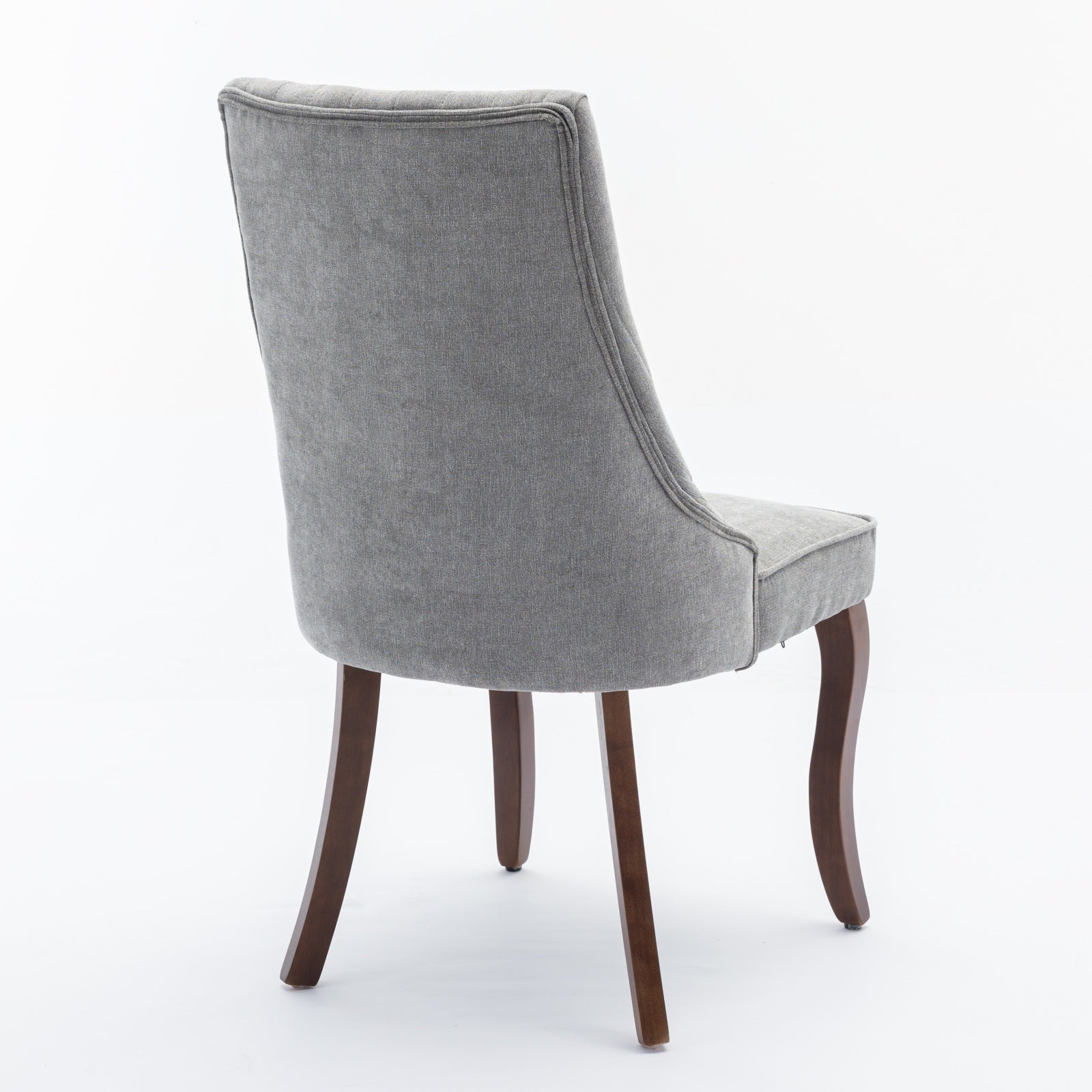 Rayon Cloth Flocking Linen Dining Chairs Channel Kitchen Dinner Chair Comfy Fabric Upholstered Accent Chair for Dining Room with Curved Solid Wood Legs,Set of 2 (Gray), SW1847GY image 6