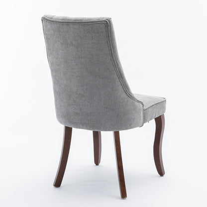 Rayon Cloth Flocking Linen Dining Chairs Channel Kitchen Dinner Chair Comfy Fabric Upholstered Accent Chair for Dining Room with Curved Solid Wood Legs,Set of 2 (Gray), SW1847GY image 6