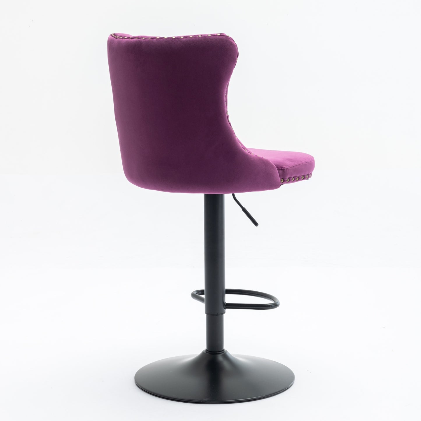 Swivel Velvet Barstools Adjusatble Seat Height from 25-33 Inch,17.7inch base, Modern Upholstered Bar Stools with Backs Comfortable Tufted for Home Pub and Kitchen Island,Purple,Set of 2,SW1812PP image 6
