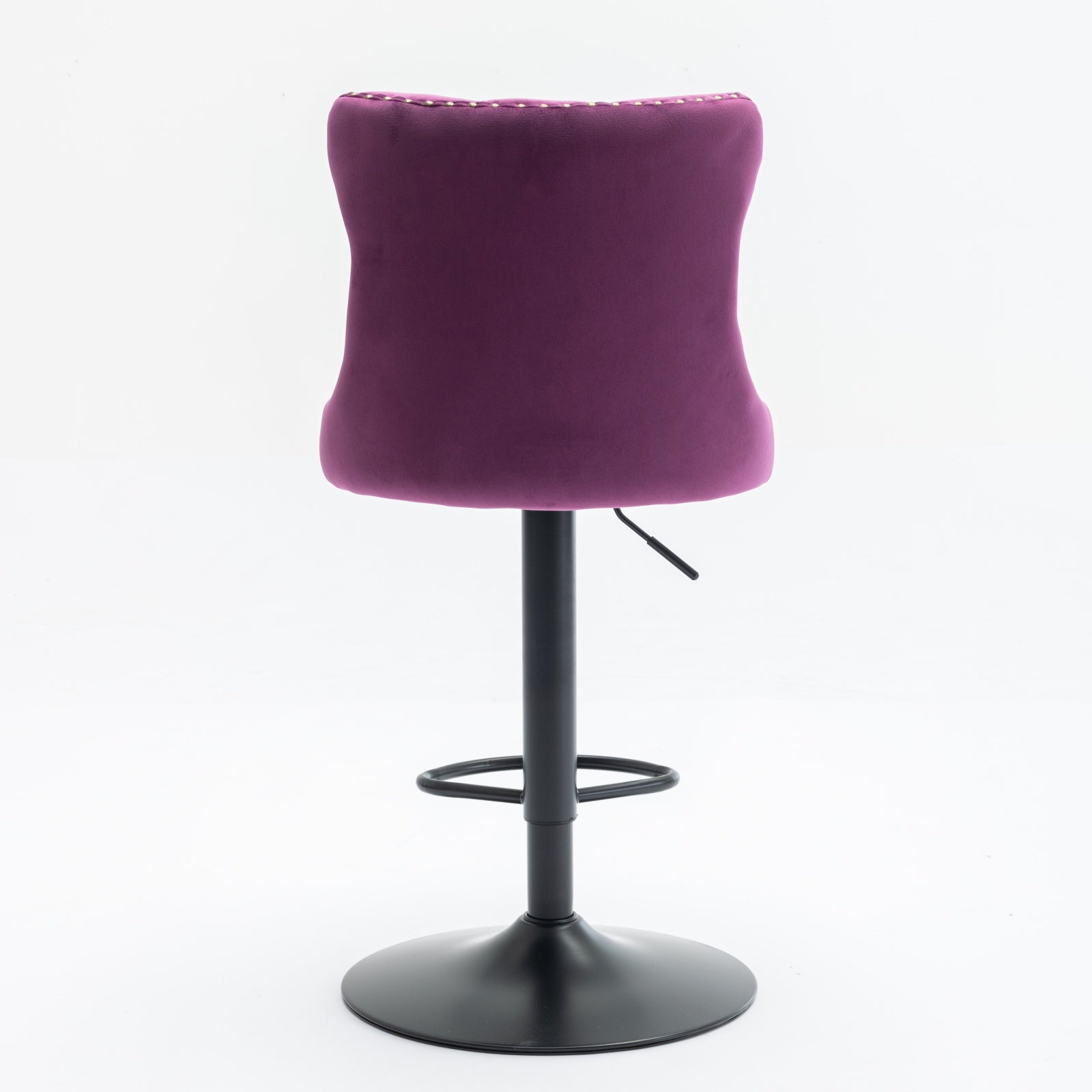 Swivel Velvet Barstools Adjusatble Seat Height from 25-33 Inch,17.7inch base, Modern Upholstered Bar Stools with Backs Comfortable Tufted for Home Pub and Kitchen Island,Purple,Set of 2,SW1812PP image 7