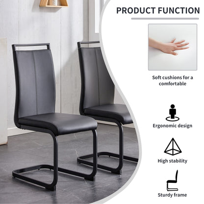 Modern simple style round transparent tempered glass table, black metal legs, 4 modern PU leather high backrest cushioned side chairs, C-tube chrome legs DRT-1123R C-1162 image 12