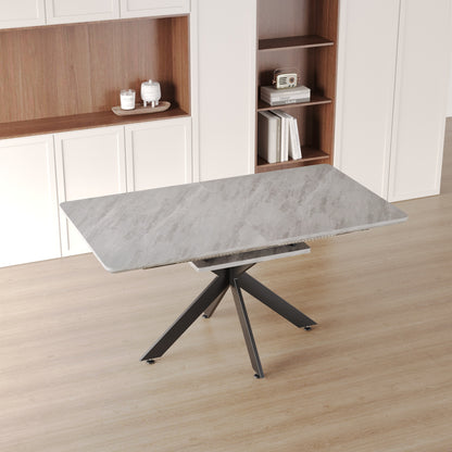 62.4" extendable 78.15" dining Table Set for 6-8 Person for Dining Room,C-shaped Tube Soft padded armless dining chair and Very large Dining Room Table Kitchen Table Chair Set with metal Legs image 4