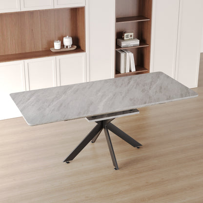 62.4" extendable 78.15" dining Table Set for 6-8 Person for Dining Room,C-shaped Tube Soft padded armless dining chair and Very large Dining Room Table Kitchen Table Chair Set with metal Legs image 6